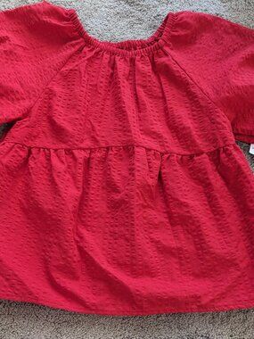 Old Navy red puff sleeve blouse